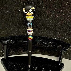Hand Crafted Beaded pen with Batman Topper